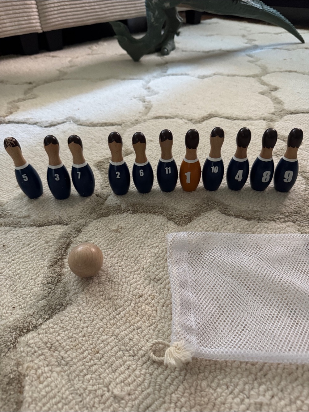 Wooden Numbered Bowling Pin Set with Ball miniature
